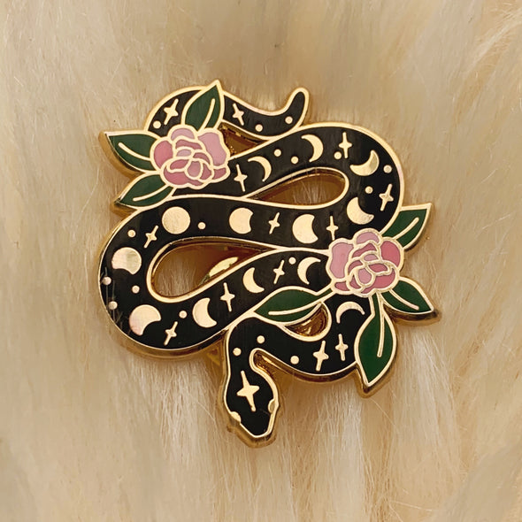 Serpent & Flower Enamel Pin