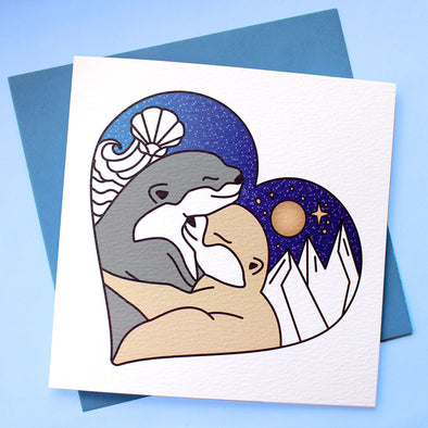 Hugging Otters Card