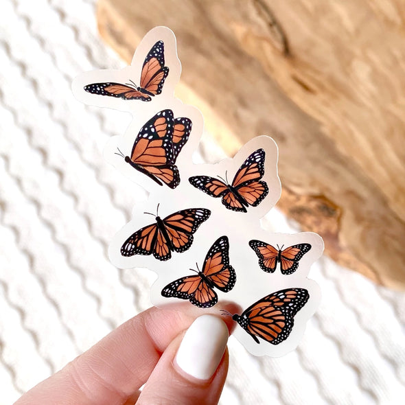 Clear Flying Butterflies Vinyl Sticker