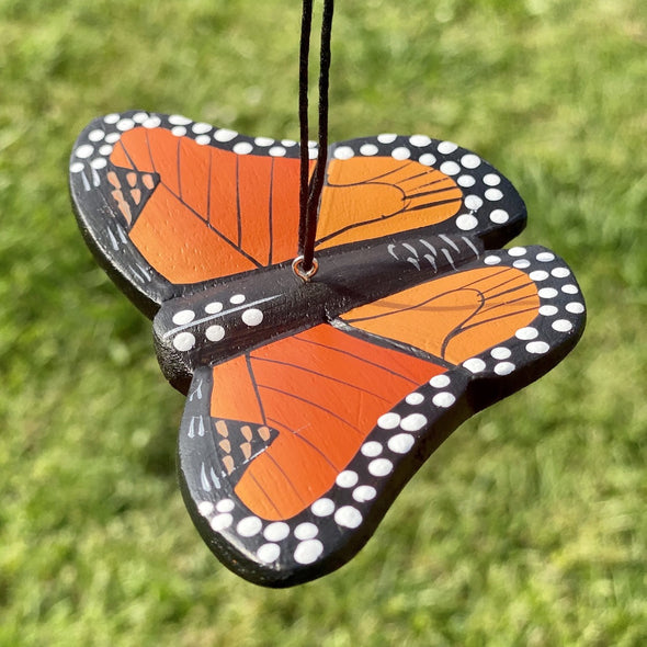 Hand-Carved Monarch Butterfly Ornament