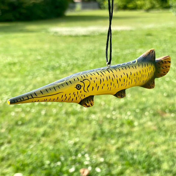 Hand-Carved Spotted Gar Ornament