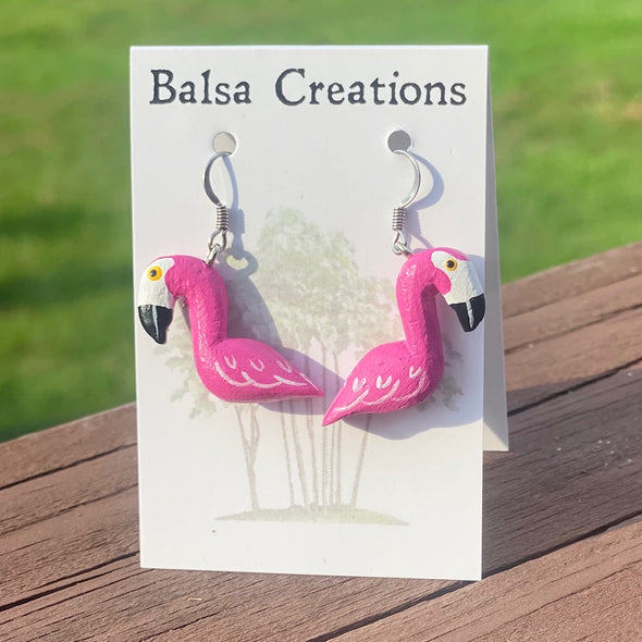 Flamingo Balsa Earrings