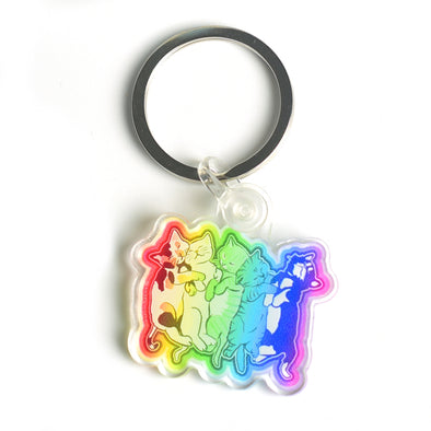 Rainbow Kittens Acrylic Keychain