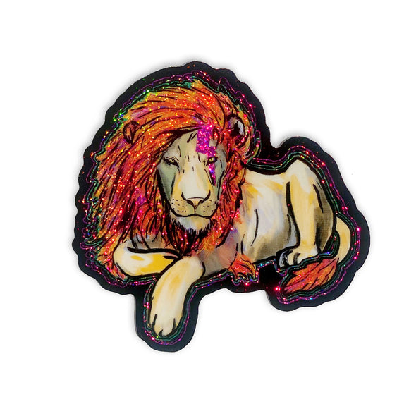 Glitter Rockstar Lion Sticker
