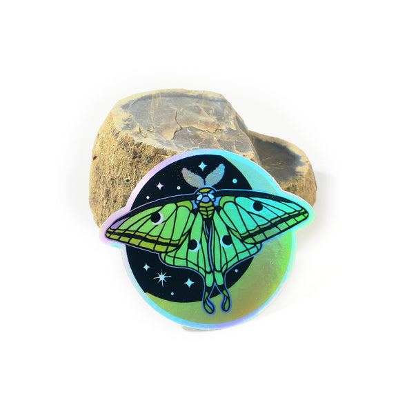 Luna Moth & Moon Holographic Sticker