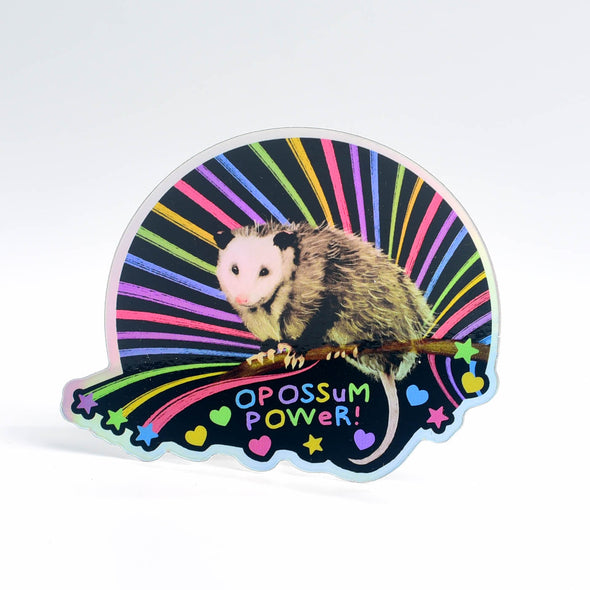 Holographic Opossum Power Sticker
