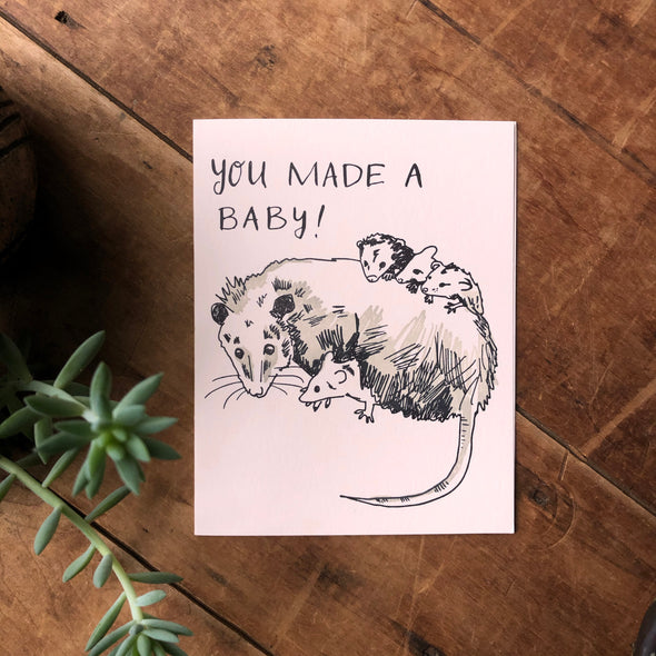 Opossum Baby Card