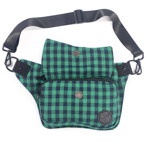 Green & Navy Plaid Hip Bag
