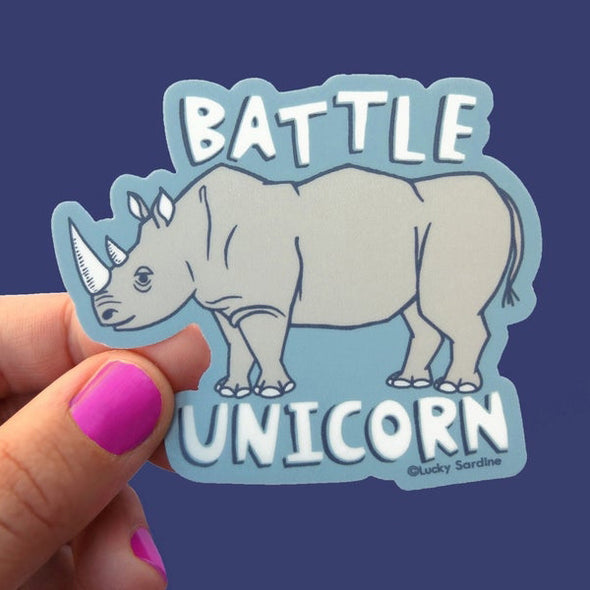 Rhino Battle Unicorn Vinyl Sticker