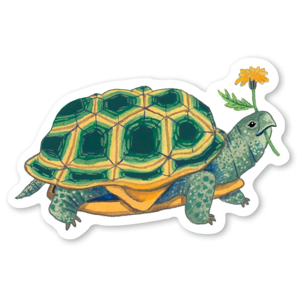 Tortoise and Flower Vinyl Sticker