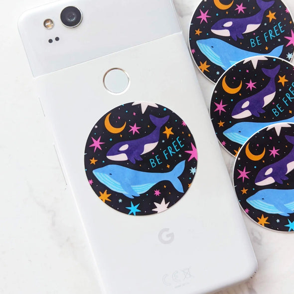 "Be Free" Whale Sticker