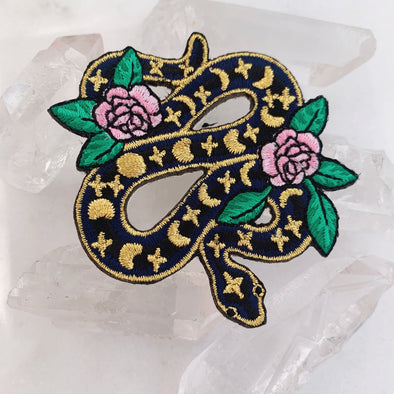 Serpent & Flower Iron-On Patch