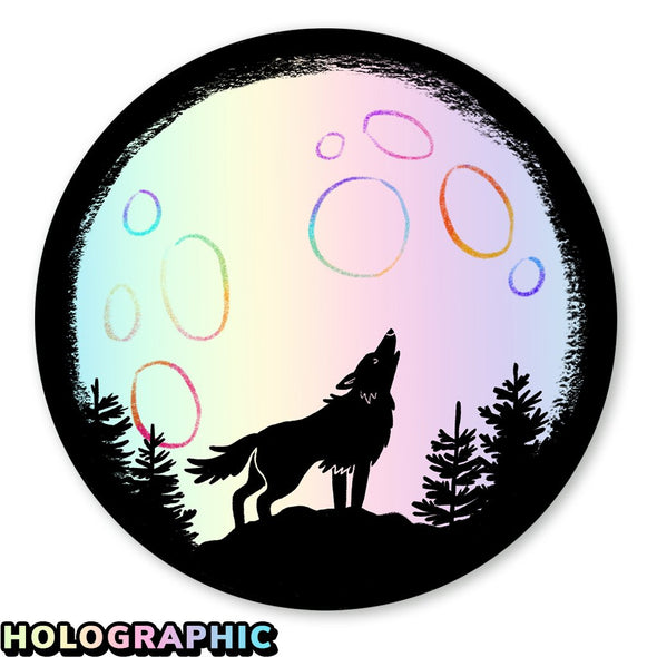 Holographic Night Wolf Vinyl Sticker